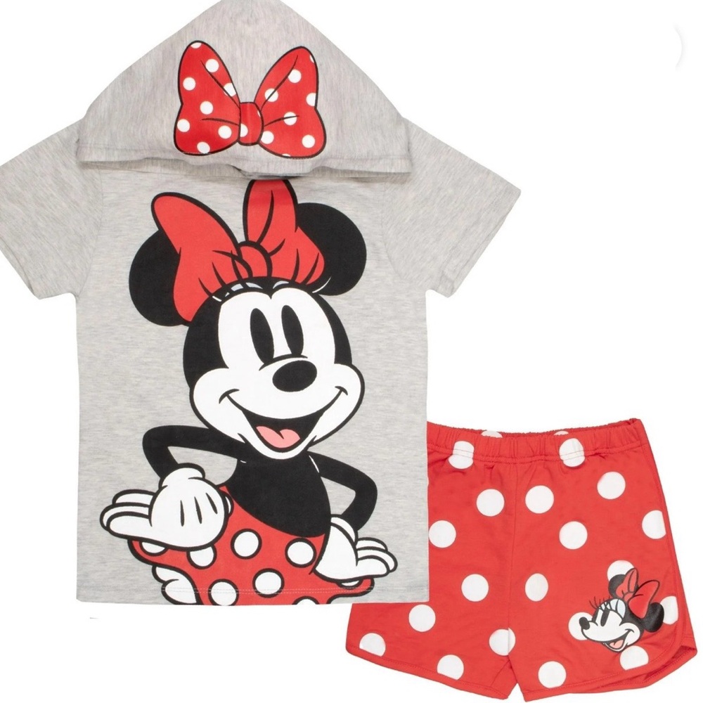 BRAND NEW Disney Characters Girls 2-Piece  Set - Hoodie T-Shirt & Shorts Size 6X